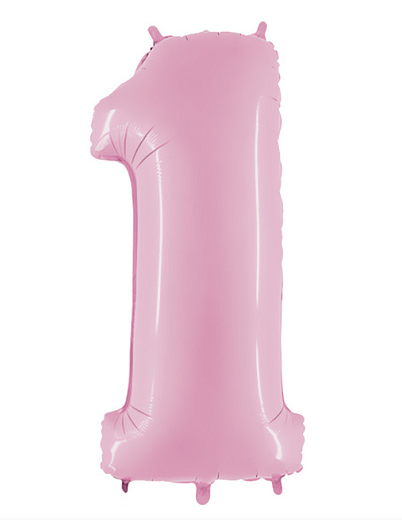 Фольгована цифра Flexmetal (80см) "1" Ніжна-Рожева