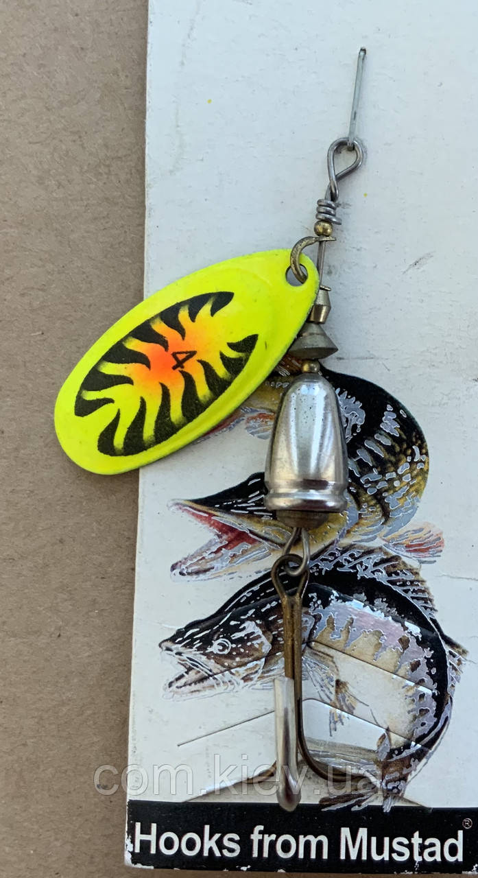 Блешня оберталка (вертушка) з серцевиною  Condor 10 г / 8 см яскрава лимонна, фото 1