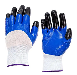 Рукавички Робочі стрейчеві нейлонові Frendly Дружба (чорні пальці) в пакованні 12 пар