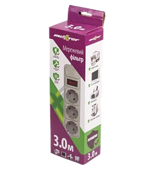 Мережевий фільтр Maxxter SPM3-G-10G 3 гнізда, 3 метри