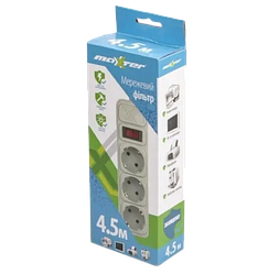 Мережевий фільтр Maxxter SPM3-G-15G 3 гнізда, 4.5 метра