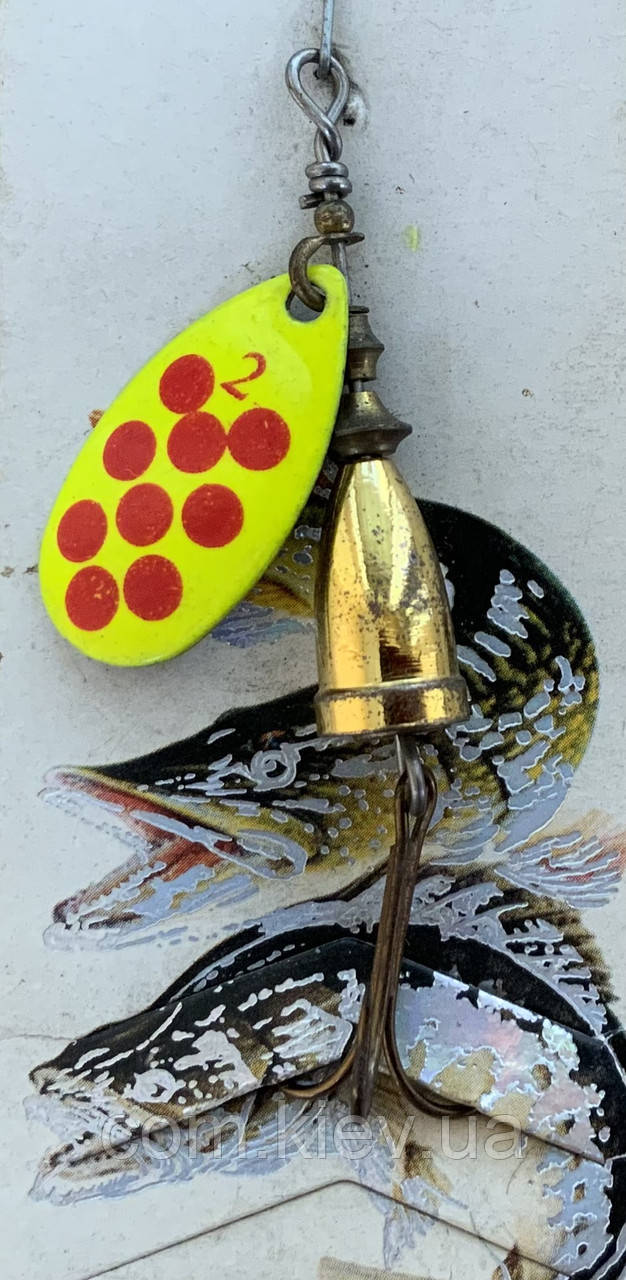 Блешня оберталка (вертушка) з серцевиною Condor 6 г / 64 мм (лимонна з червоними крапками), фото 1