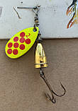 Блешня оберталка (вертушка) з серцевиною Condor 6 г / 64 мм (лимонна з червоними крапками), фото 3