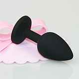 Чорна втулка для стимуляції ануса 9 см, Анальна пробка з кристалом силіконова, інтимні іграшки, фото 5