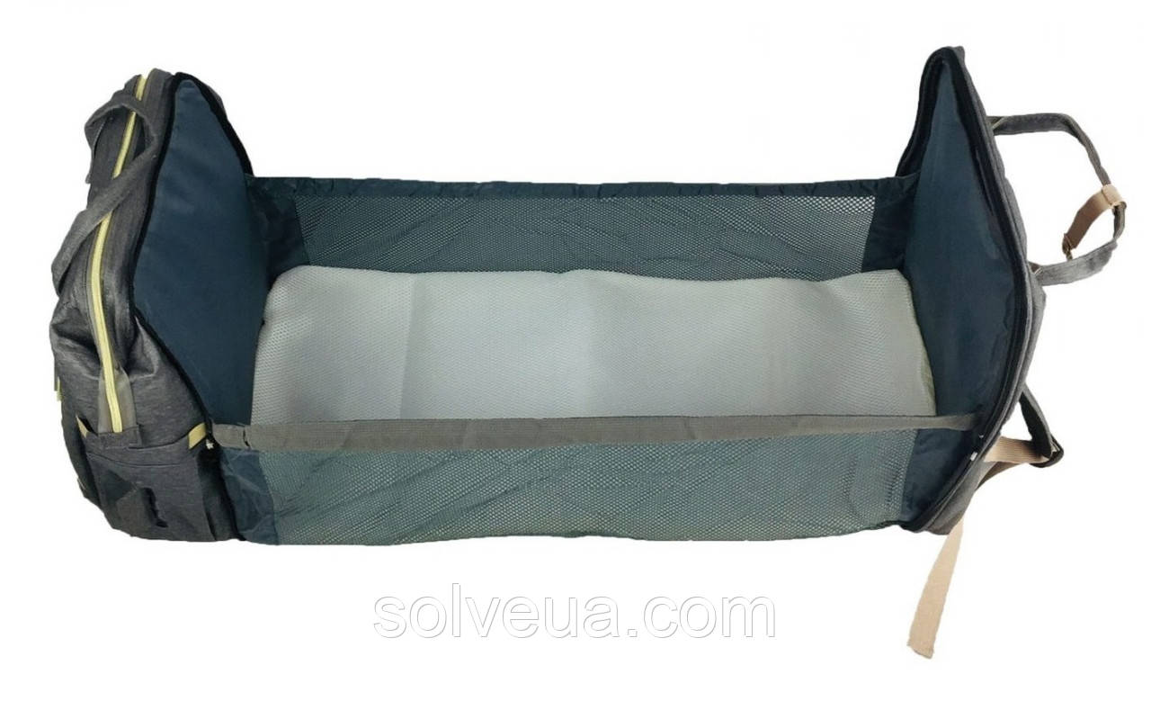 Рюкзак-манеж для мам водовідштовхувальний Сірий з пеленальним місцем 70х32 см.solve, фото 1