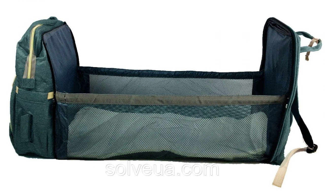 Рюкзак-манеж для мам водовідштовхувальний Зелений з пеленальним місцем 70х32 см.solve, фото 1