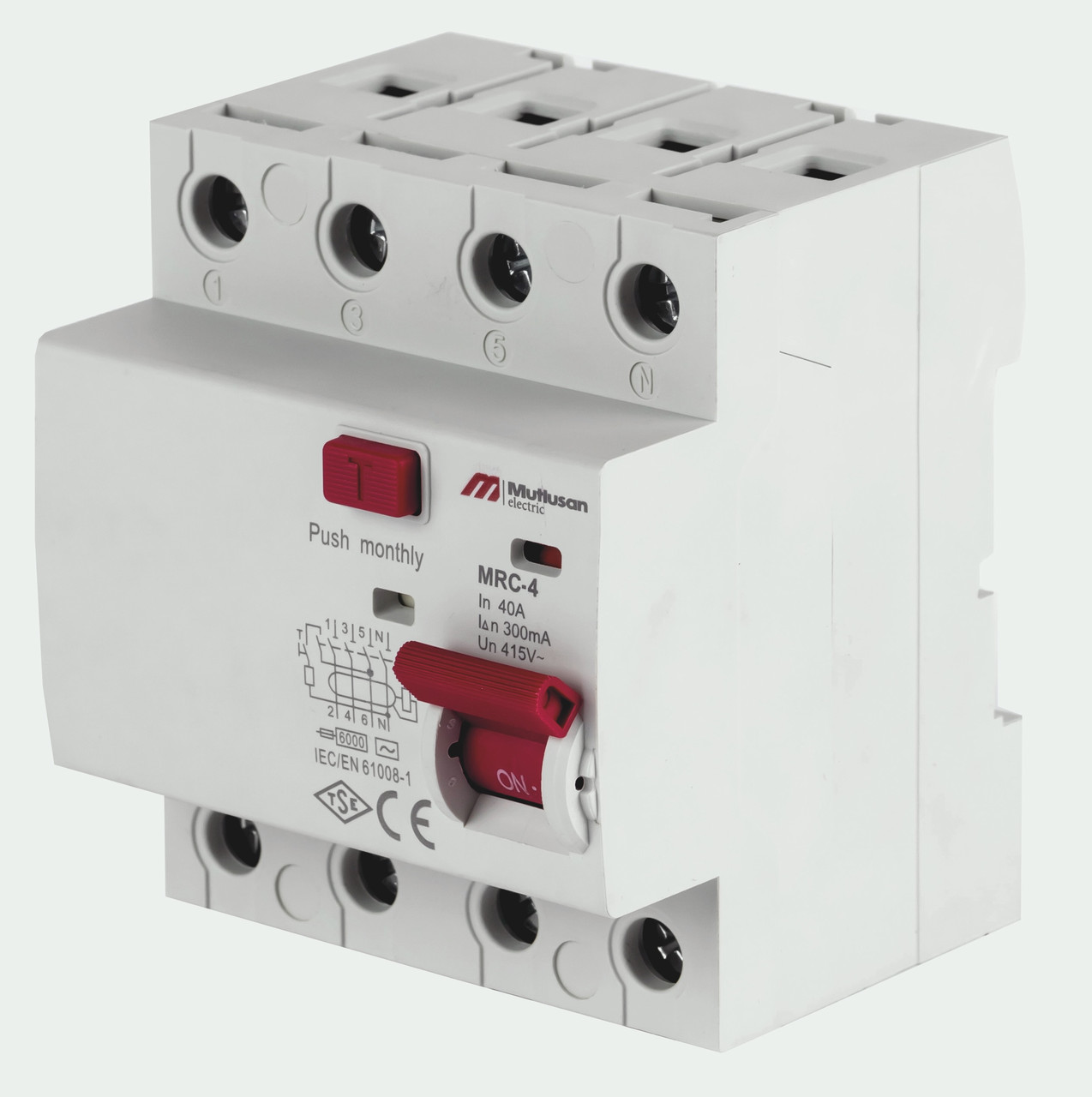 Диференціальне реле 6кА Mutlusan 4-полюсне 40A 30мA "AC" MRC06