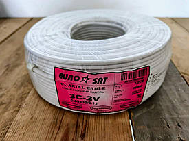 Кабель коаксіальний Eurosat 3C-2V (CCS, 75 Ом) білий 100м.