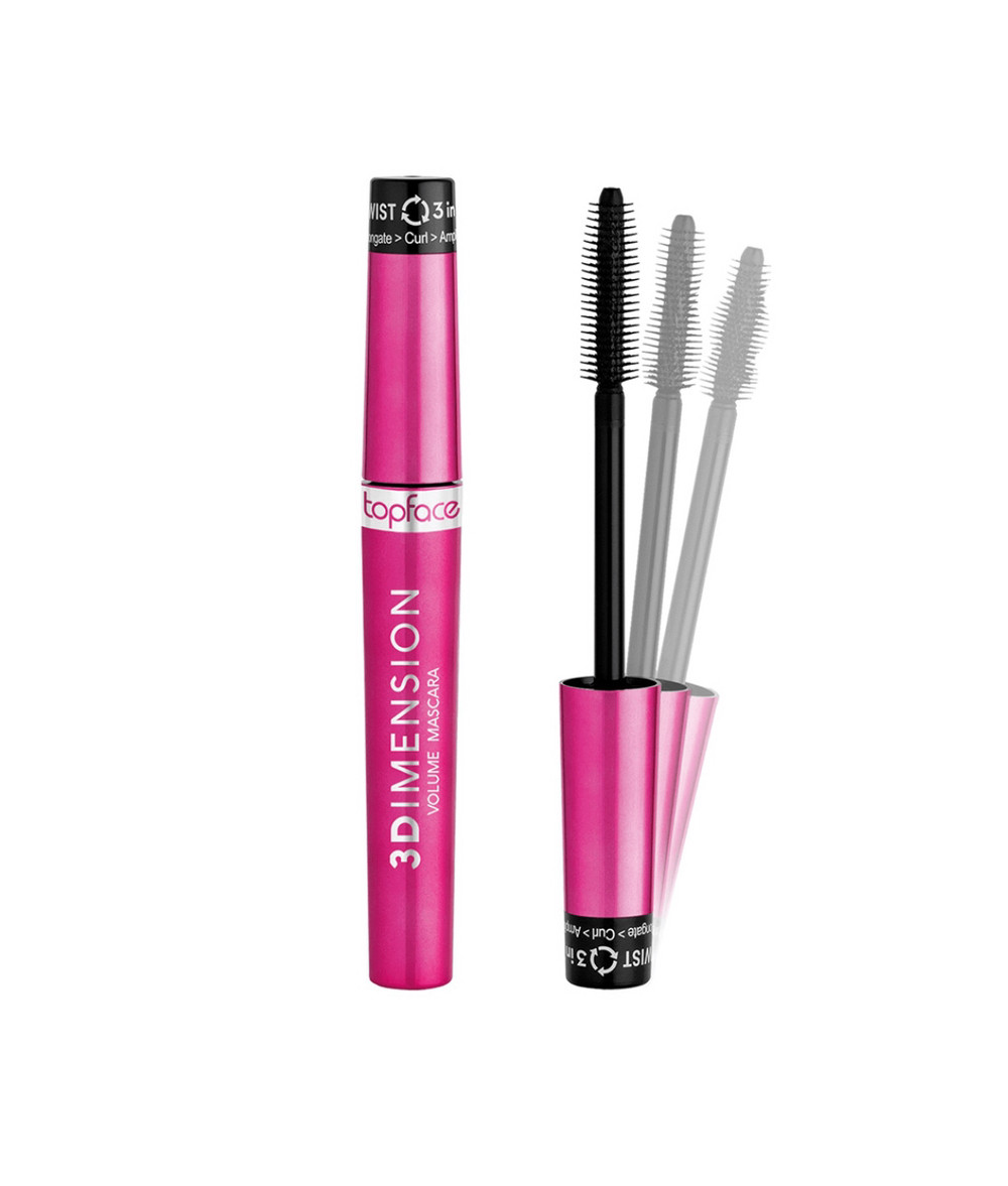 Туш для вій 3D Dimension об'ємна чорна 8 мл PT314 TopFace, фото 1