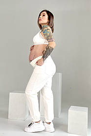 Стильні джинси для вагітних, колір молочний