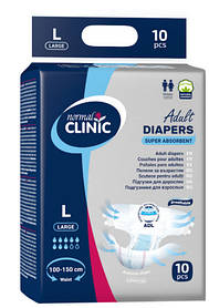 Підгузки Normal Clinic суперпоглинаючі для дорослих L , 8 кр.(100-150см тал) (3800213351398)