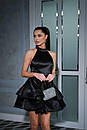 Вечірня коротка чорна сукня ярусна атласна, фото 4