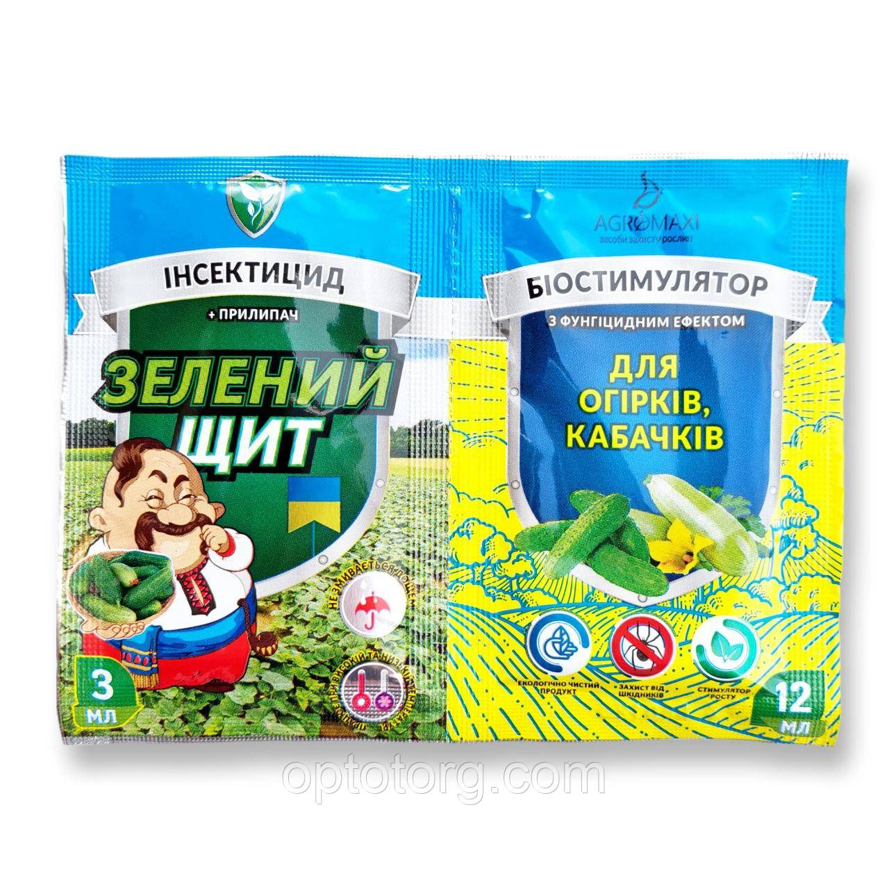Рятувальник огірків та кабачків 12 мл біостимулятор + інсектицид 3 мл Зелений Щит
