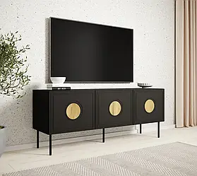Тумба під ТВ PALAZZO 150 3D CAMA чорний мат/дуб крафт на металевих ніжках