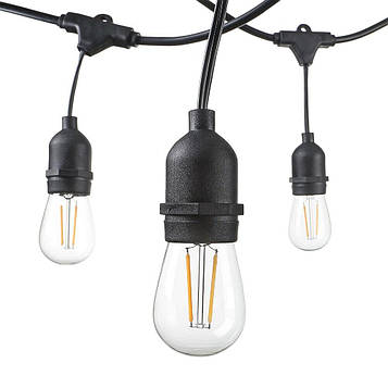 Вулична LED гірлянда  Vintage Edison 10 ламп E27 довжина 7,5м для подвір'я та тераси, водонепроникна декорація