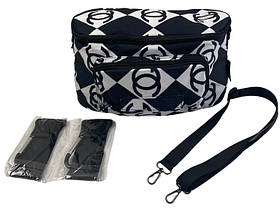 Сумка на коляску з водовідштовхувальним покриттям та карабінами Adamex (чорна з білим, 30×18×13 см)