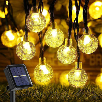 Світлодіодна гірлянда SunLamp Solar "Кришталеві кулі" на сонячній батареї 50 LED, 7м IP65, 8 режимів Сонячне