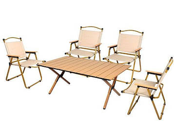 Набір розкладних туристичних меблів - стіл для пікніка 90см з стільцями 4шт Kermit, набір туристичний,