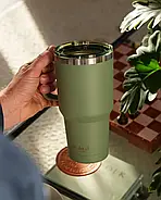 Стакан (ізольована чашка) SmartShake з ручкою з нержавіючої сталі Tumbler Green 900 ml, фото 3