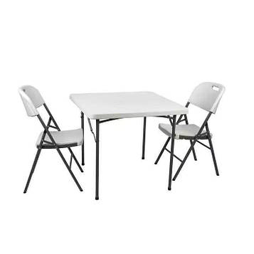 Набір садових меблів SpringFun - стіл складний 88см + 2 стільці Комплект для пікніка Білий метал/пластик 2
