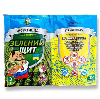 Рятівник Зелений Щит від шкіднків  Інсектицид 3 г + Прилипач 12 мл