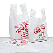 Пакет майка з Вашим лого Пакет для упаковки фасувальний білого кольору 44х75 см, фото 2