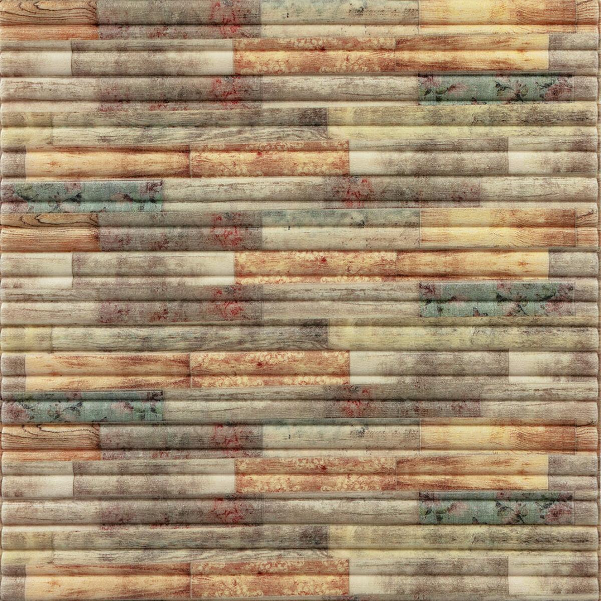 Самоклеюча декоративна 3D панель бамбук мікс 700x700x8.5мм (073) SW-00000090, фото 1