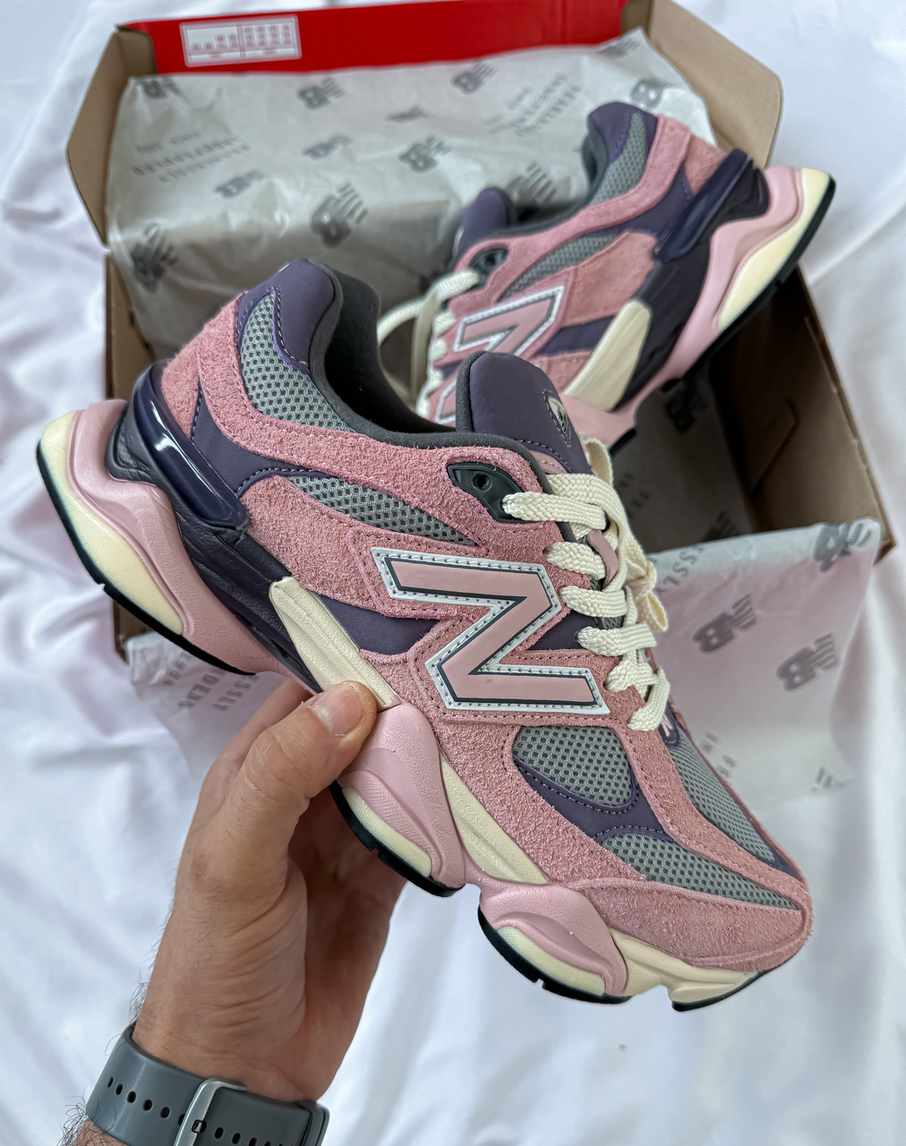 Жіночі кросівки New Balance 9060 Pink Lavender Нью Беланс 9060 рожеві бузковим замша текстиль демісезон