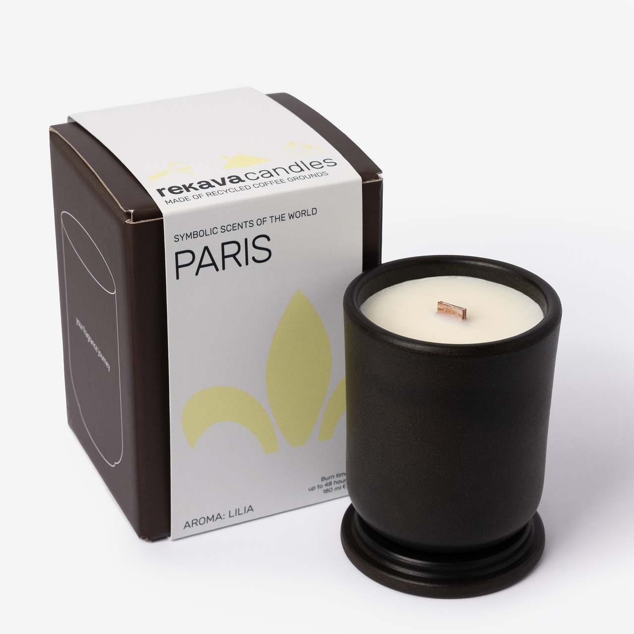 Ароматична свічка Париж Rekava з кавової гущі, аромат Лілія, фото 1