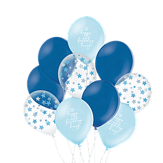 11 НАБІР ПОВІТРЯНИХ КУЛЬ 12" BELBAL-ББ Happy birthday honey- синій (10шт)