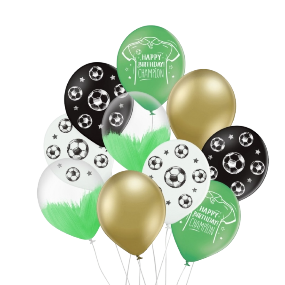 08 НАБІР ПОВІТРЯНИХ КУЛЬ 12" BELBAL-ББ Happy Birthday - Футбол (10шт)
