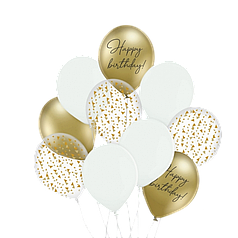04 НАБІР ПОВІТРЯНИХ КУЛЬ 12" BELBAL-ББ Happy Birthday - Золото (10шт)