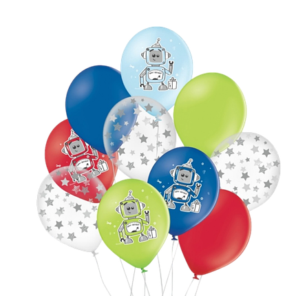 02 НАБІР ПОВІТРЯНИХ КУЛЬ 12" BELBAL-ББ Happy Birthday - Роботи (10шт), фото 1