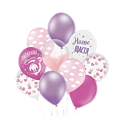 12 НАБІР ПОВІТРЯНИХ КУЛЬ 12" BELBAL-ББ Наша дівчинка - фуксія, рожевий, фіолетовий (10шт)