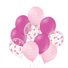 10 НАБІР ПОВІТРЯНИХ КУЛЬ 12" BELBAL-ББ Happy birthday honey- рожевий (10шт)