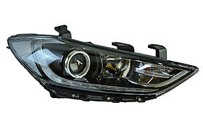 Фара Хюндай Elantra 6 AD (2016-2018) галоген лінзована ДХО (LED) (електрокоректор) права
