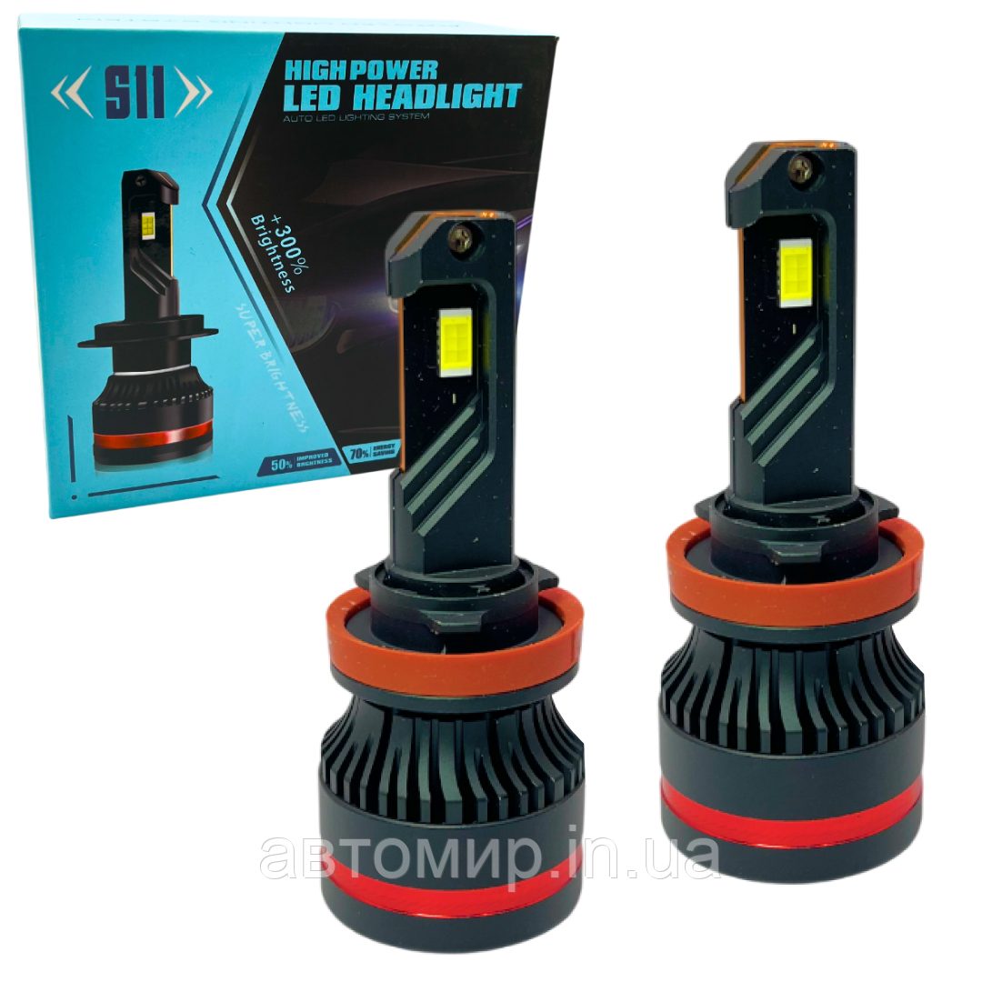 Автомобільні світлодіодні LED лампи у фару головного світла S11 LED H11 6000K 9-36V 55W 2шт, фото 1