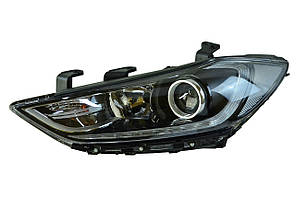 Фара Хюндай Elantra 6 AD (2016-2018) галоген лінзована ДХО (LED) (ручний коректор) ліва