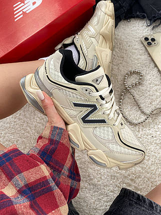 Жіночі кросівки New Balance 9060 Turtledove Нью Беланс 9060 бежеві з чорним замша текстиль демісезон, фото 1