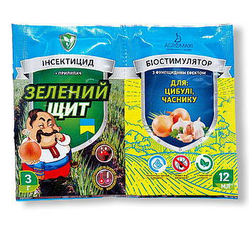 Рятувальник цибулі та часнику інсектицид 3 мл + біостимулятор 12 мл Зелений Щит