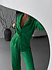 Зелений стильний жіночий брючний костюм-трійка весна-літо: Штани, Топ-ліф на зав'язках і Сорочка, фото 9