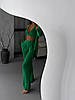 Зелений стильний жіночий брючний костюм-трійка весна-літо: Штани, Топ-ліф на зав'язках і Сорочка, фото 8
