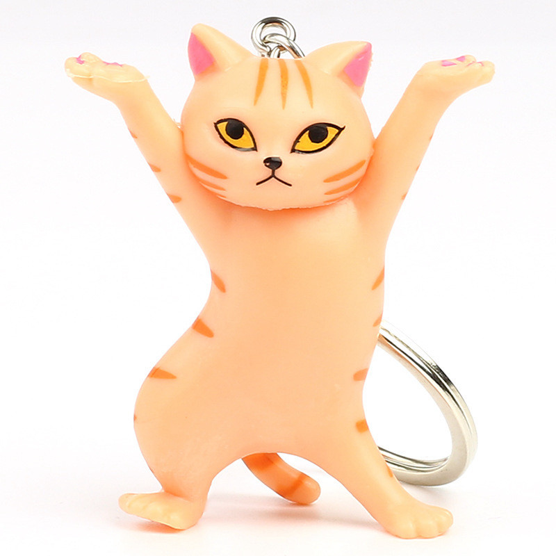 Брелок для ключів у вигляді танцюючого кота, брелок кіт «Dancing Cat» (бежевий), фото 1