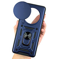 Чехол для Xiaomi Redmi 14C противоударный синий со шторкой для камеры