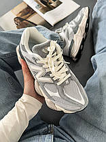 Жіночі кросівки New Balance 9060 Light Grey Нью Беланс 9060 сірі замша текстиль демісезон, фото 3