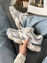 Жіночі кросівки New Balance 9060 Light Grey Нью Беланс 9060 сірі замша текстиль демісезон, фото 4