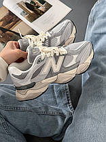 Жіночі кросівки New Balance 9060 Light Grey Нью Беланс 9060 сірі замша текстиль демісезон, фото 5