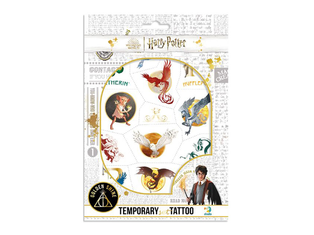 Набір дитячих тимчасових татуювань Harry Potter Dodo, 2 листа, 30 малюнків, 148x210 мм