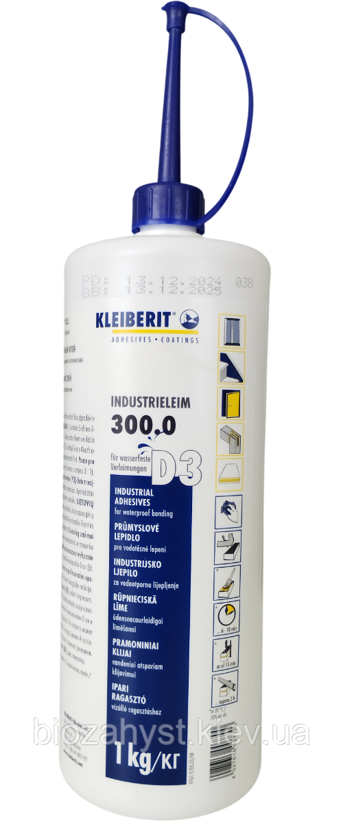 Клей столярний ПВА Kleiberit 300.0 Д3/D3 1 кг, фото 1