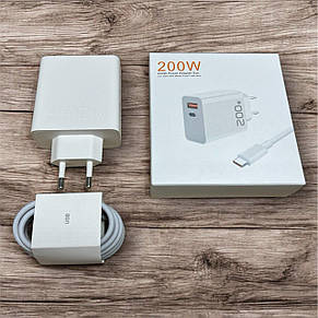 Зарядний пристрій для Xiaomi 200W з 2-ма роз'ємами + Кабель USB - Type C з підтримкою швидкої зарядки, фото 1